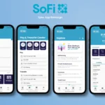 Is SoFi Bank safe? viral blog thumbnail, USA fintech style, SoFi logo clearly visible, high contrast, security shield icon, vibrant blue and white colors, 4k high quality, professional lighting, trust elements